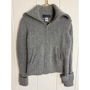 Vintage J.G. Hook Lambswool Rabbit Hair Zip Cardigan Sweater Gray Size Small